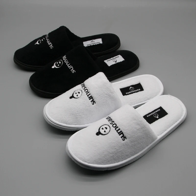 Oem Custom White Coral Fleece Hotel Slipper Washable Reusable Luxury Cloth Toe Guest Room Slippers
