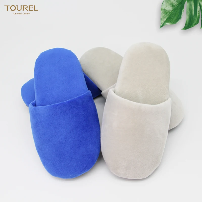 Chaussons d'hôtel de luxe lavables à semelle épaisse et douce, chaussons d'hôtel en coton beige coréen et japonais personnalisés en peluche