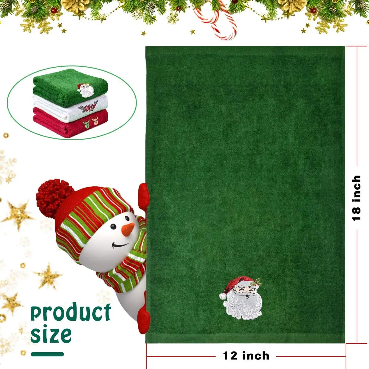 Set de Toallas Decorativas de Cocina Navideñas, 3 Paquetes, 100% Algodón, Toallas de Mano para Secar/Limpiar, Desechables para Cocinar/Hornear