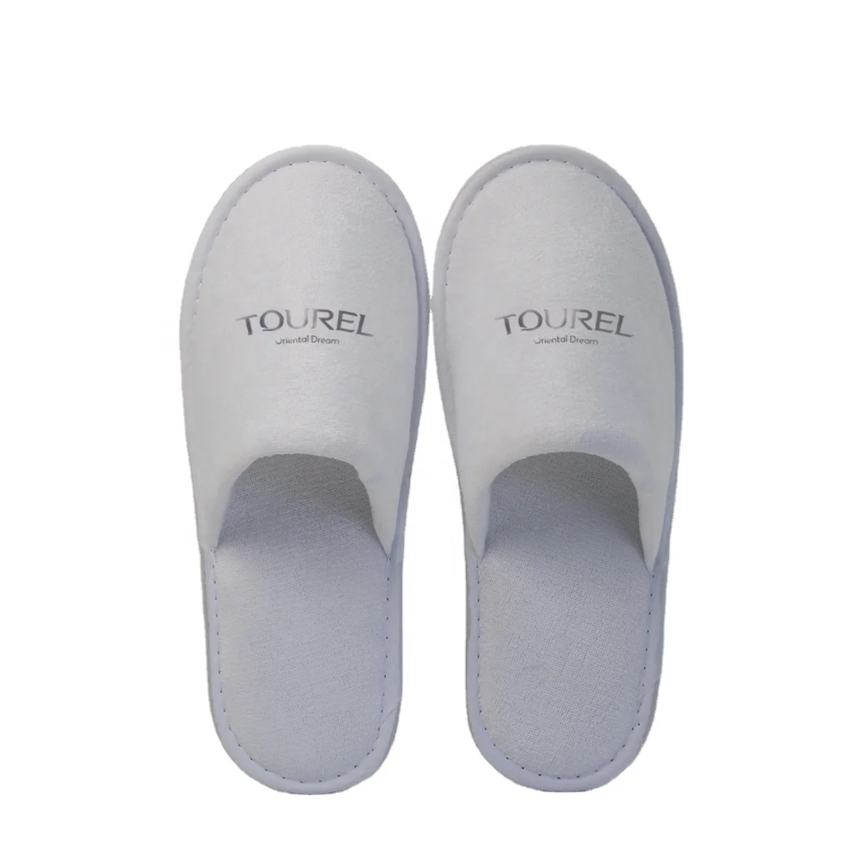 Custom Logo Luxury Coral Velour Anti-slip Sole 100% Degradable Disposable Hotel Slipper Wholesale