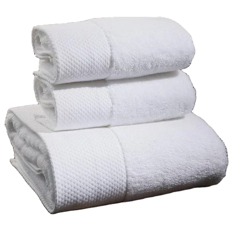 Large Bath Sheet Super Soft Quality Cotton Diamond Hotel White Bath Towels 70cm X 140 500gms