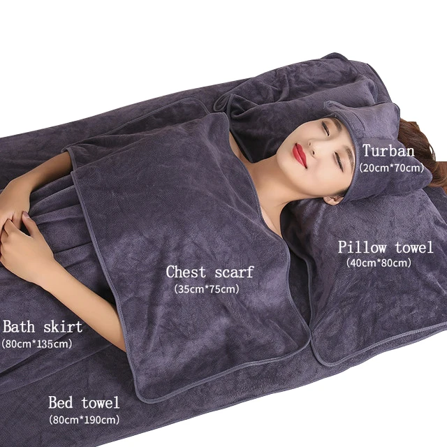 Serviettes de Douche pour Massage Doux Coton Gris Serviette de Table de Massage avec Trou pour le Visage