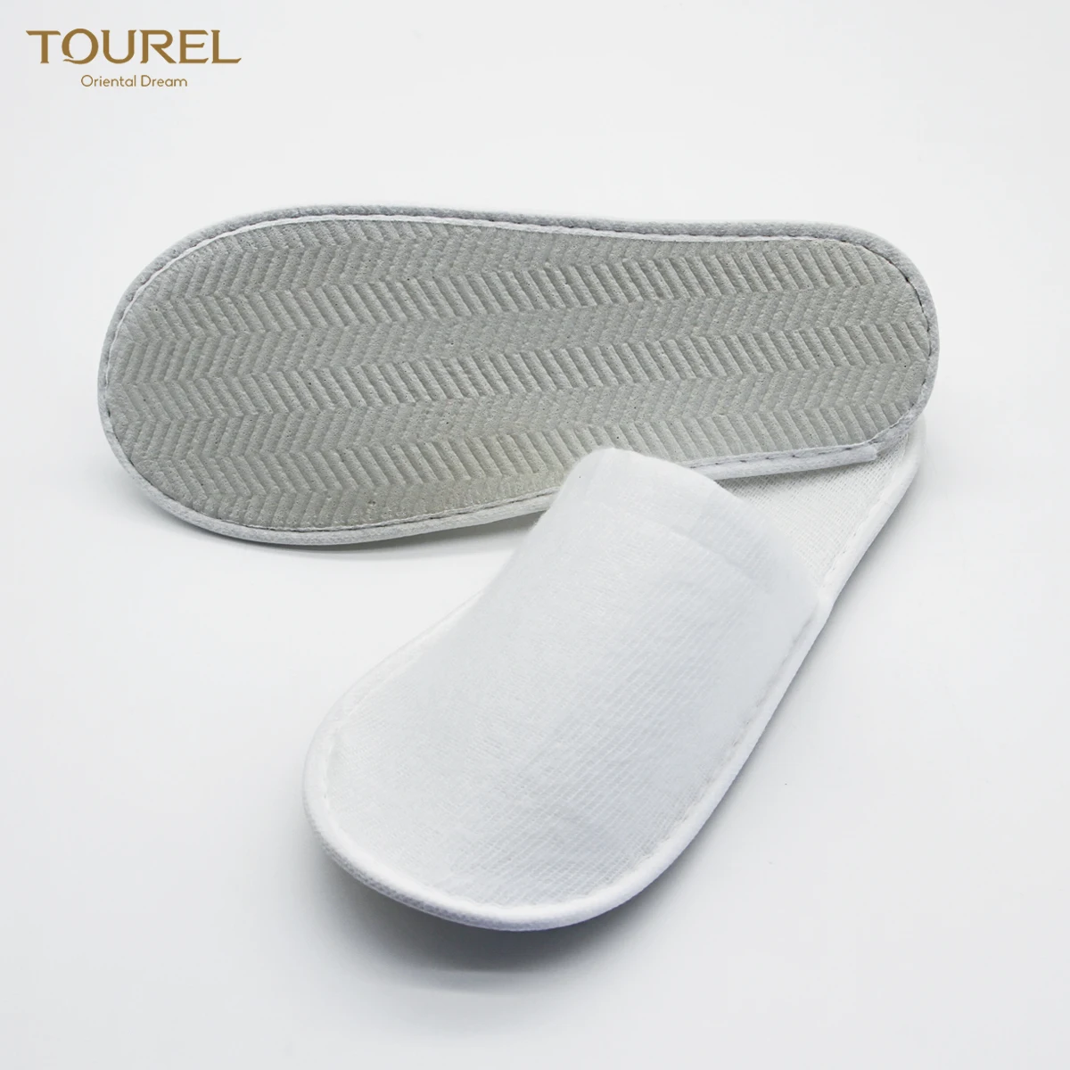 Chaussons d'h&ocirc;tel jetables &eacute;cologiques en molleton corail blanc pour femmes