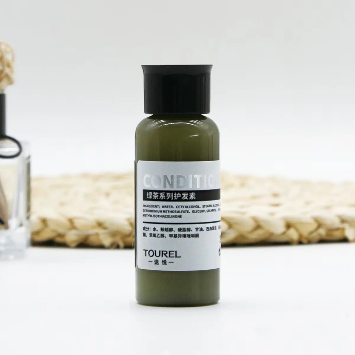 Comodidades de hotel personalizadas al por mayor, artículos de tocador de lujo para habitaciones de hotel, kit de champú desechable con fragancia de té verde