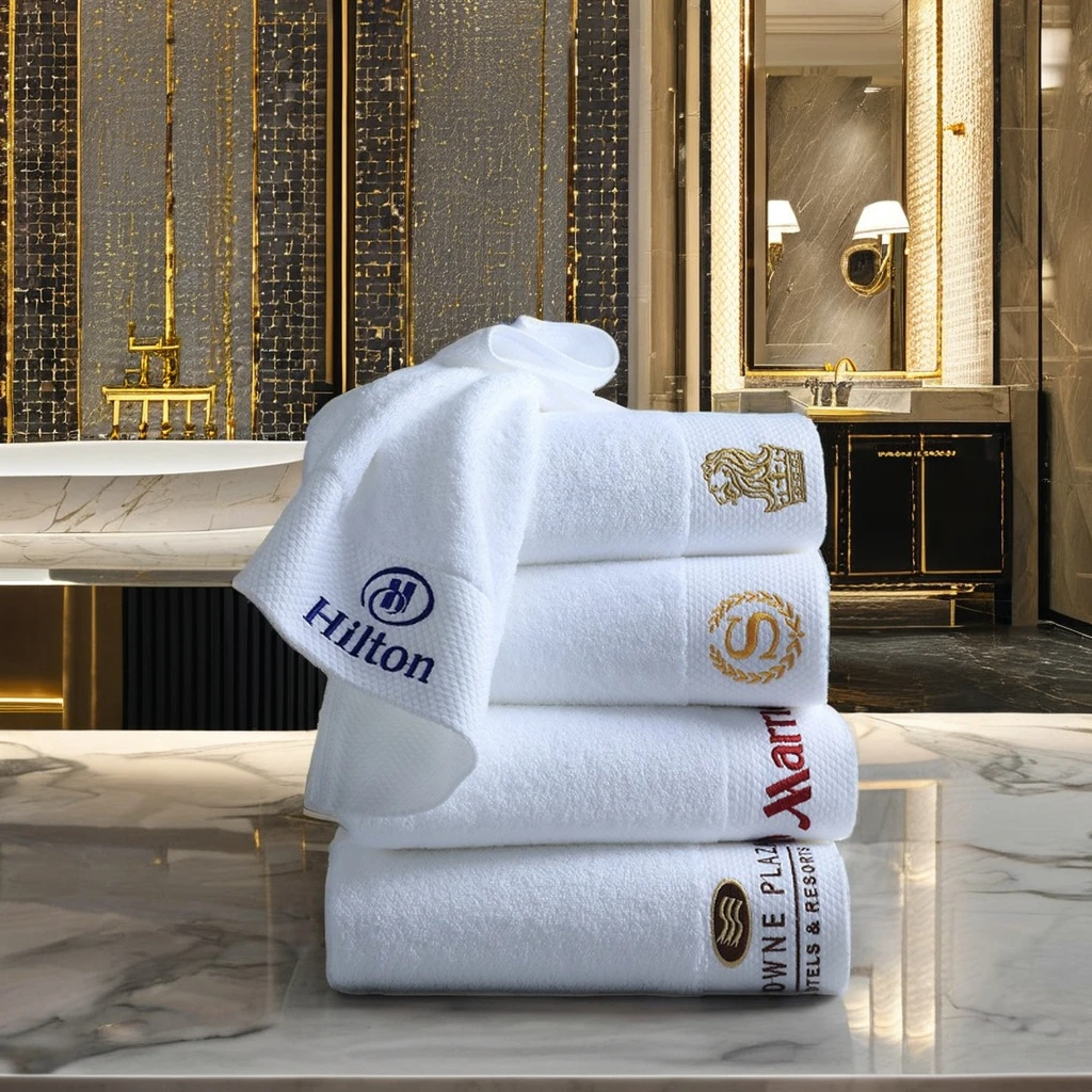 Highly Absorbent Soft Cotton Bath Towel Sets Custom Embroidered Bath Towels For Hotels