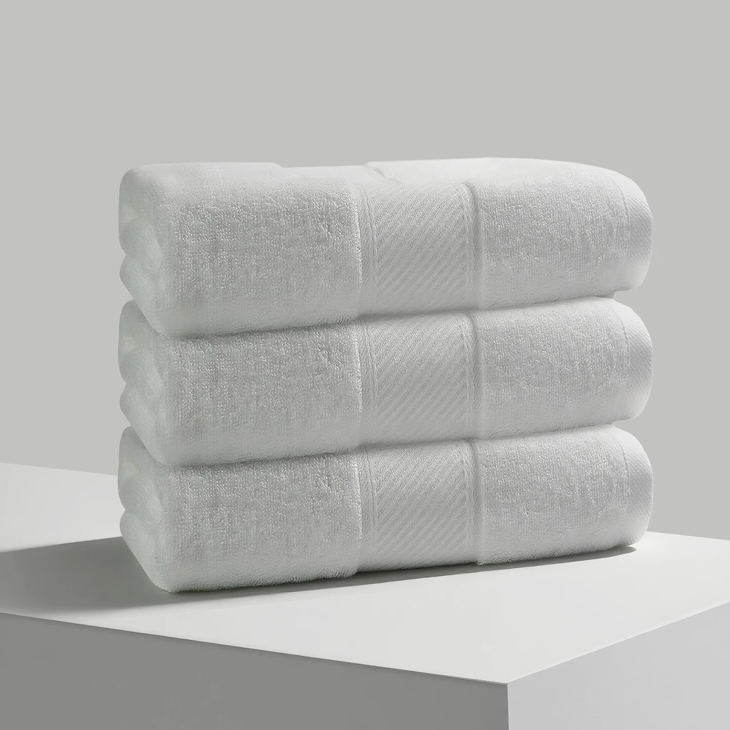 Juego de toallas de baño de lujo para hotel spa de 5 estrellas, color blanco liso, con logotipo personalizado, 100% algodón, súper suave, absorbente, ecológico y de secado rápido