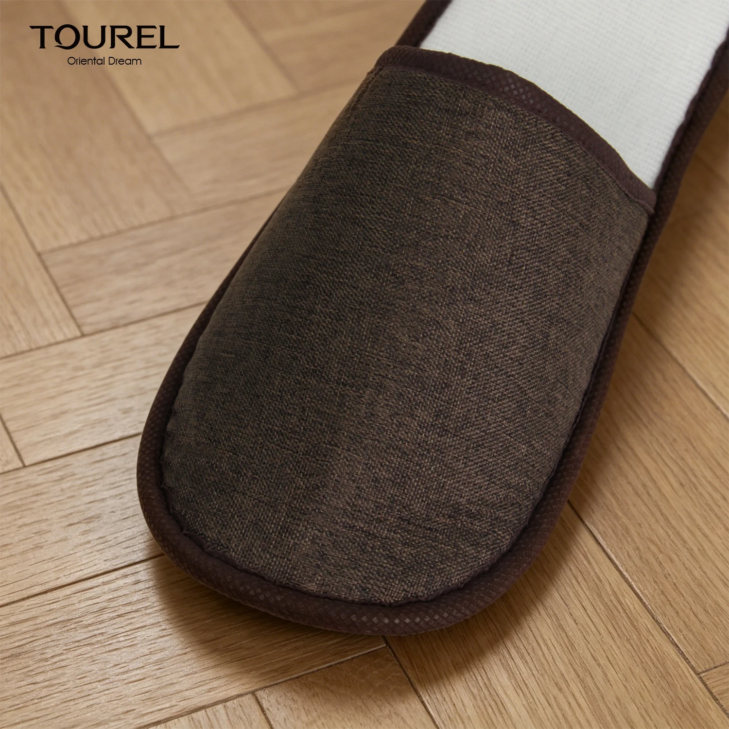 Chaussons jetables en lin pour clients d'hôtel avec logo personnalisé, semelle EVA antidérapante, chaussons de spa pour maison d'hôtes et chambre
