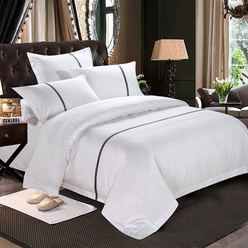 Circle Printed Bedding Set Luxury 60 Count Deep Pocket 4 Piece Bed Sheet Set Hotel Bedding 100% Cotton Duck Down Filling