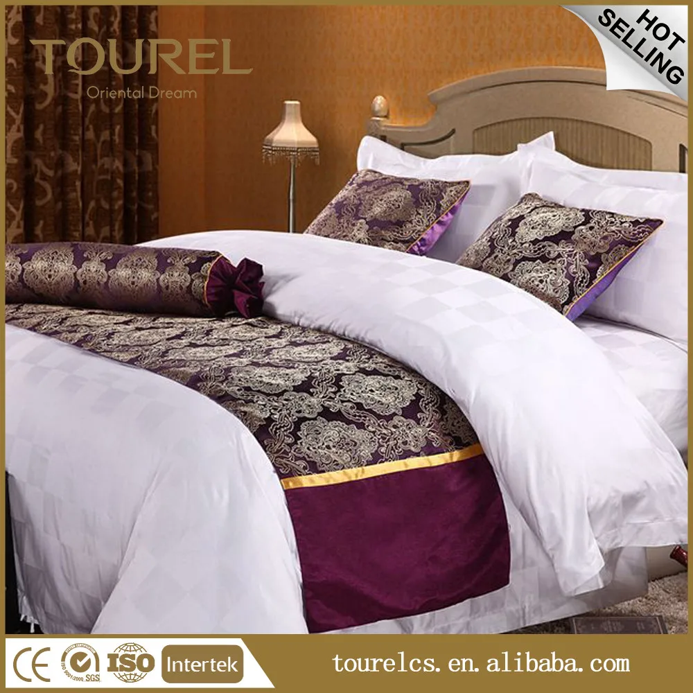 Fabricante de China 250tc 100% Algodón Juego de Sábanas con Rayas de Satén de 3cm/Camino de Mesa Rayas de Satén para Hotel