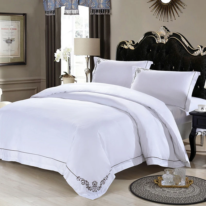 Yangzhou Factory 100% Cotton 3cm Strip Hotel Bed Linen High End Bed Sheets Duvet Covers Bedding Sheet Set