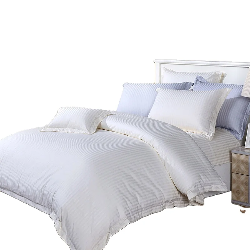 Set Textil de Lino y Algod&oacute;n a Rayas para Hoteles de Lujo Incluye Hoy 4 Piezas Liso S&oacute;lido Noble Tiro Plisado S&aacute;banas Ajustables Tama&ntilde;o Twin